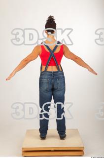 Whole body blue jeans red singlet of Rebecca 0013